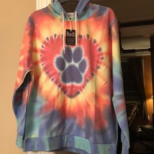 Animal rescue tie dyed hoodie with paw print - New